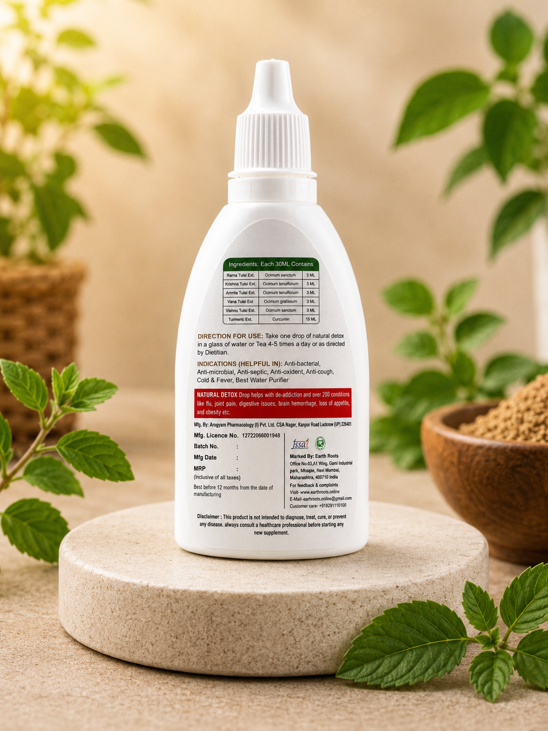 Earth Roots Tulsi Detox Drops | Herbal Daily Wellness Formula